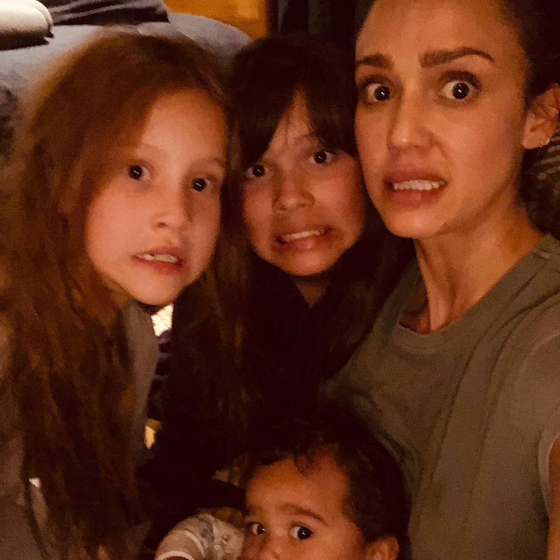 "When my 1 yr old poops in the tub and I ask my 7 & 10 yr old to clean it for me b/c... #imbaby #ihatewetpoo 💩🛀 #momlifebelike 🥴#honestlynotkillingtheparentinggame #adultingishard #sendhelp" Jessica Alba