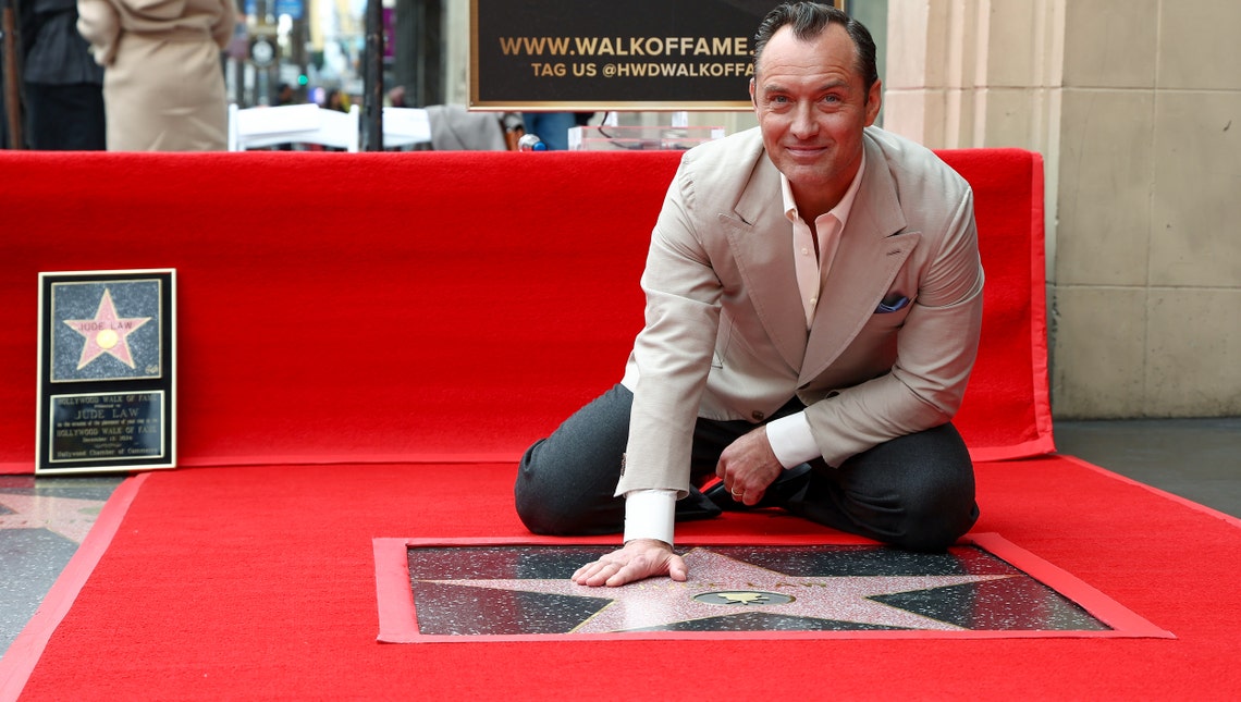 Jude Law attends his Hollywood Walk of Fame Star Ceremony on December 12, 2024 in Hollywood, California