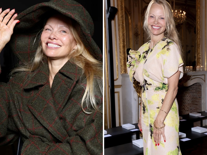 Pamela Anderson Praised for Going Makeup-Free at Paris Fashion Week