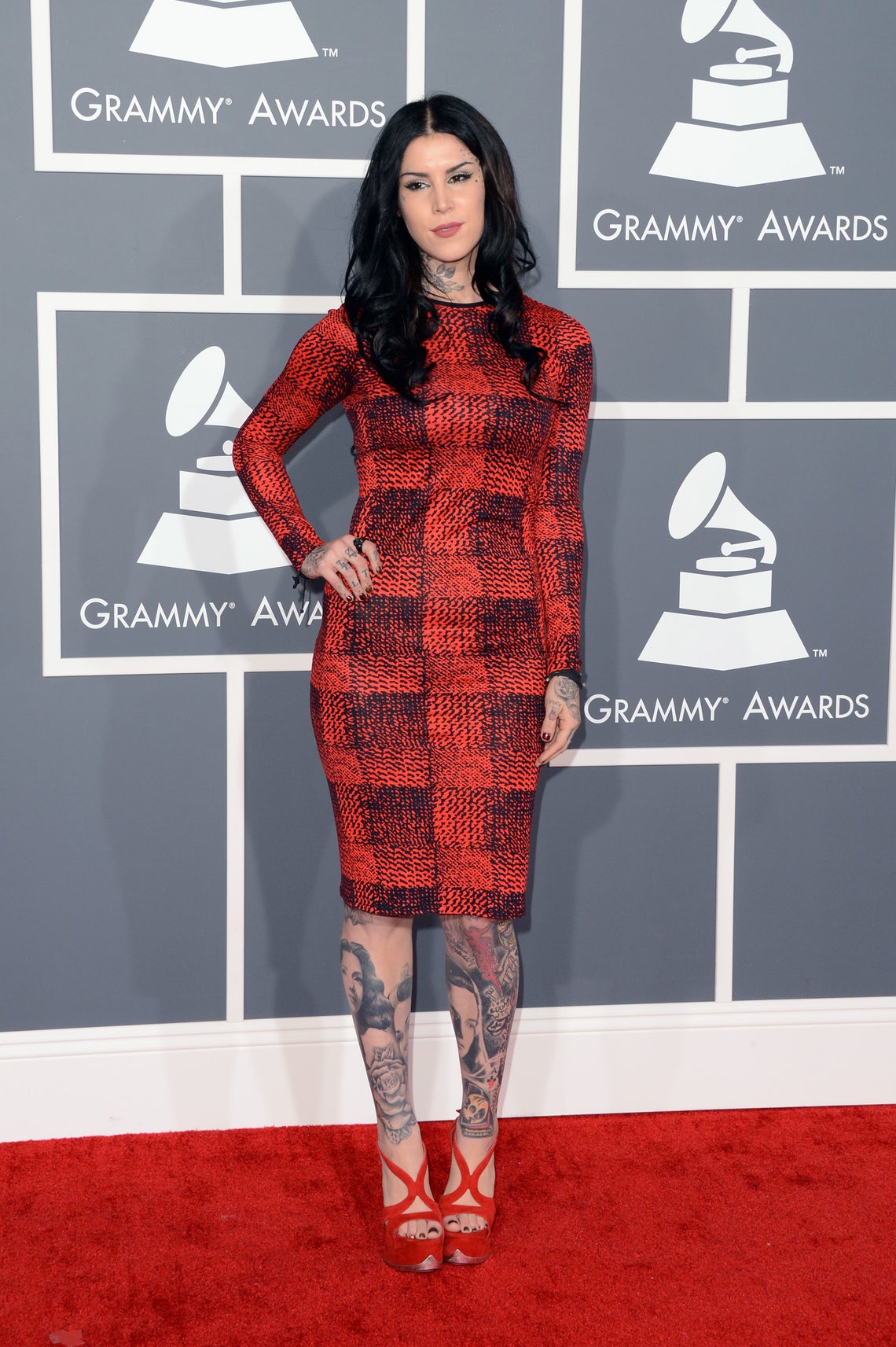 Kat Von D arrives at the 55th Annual GRAMMY Awards at Staples Center in Los Angeles, California (February 10, 2013).