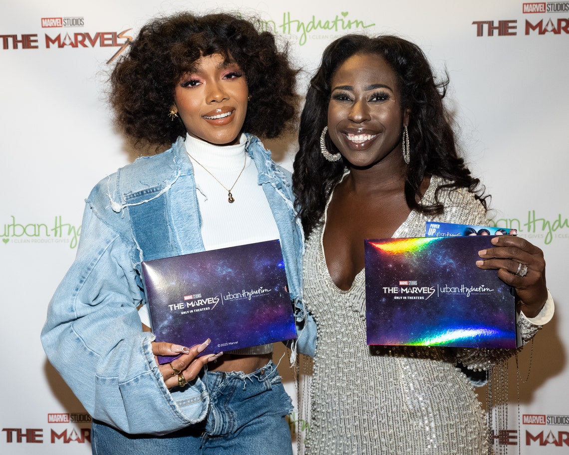 Netflix's Surviving Paradise winner Lellies Santiago enjoyed a VIP screening of The Marvels in New York City Presented by Urban Hydration's CEO Psyche Terry.