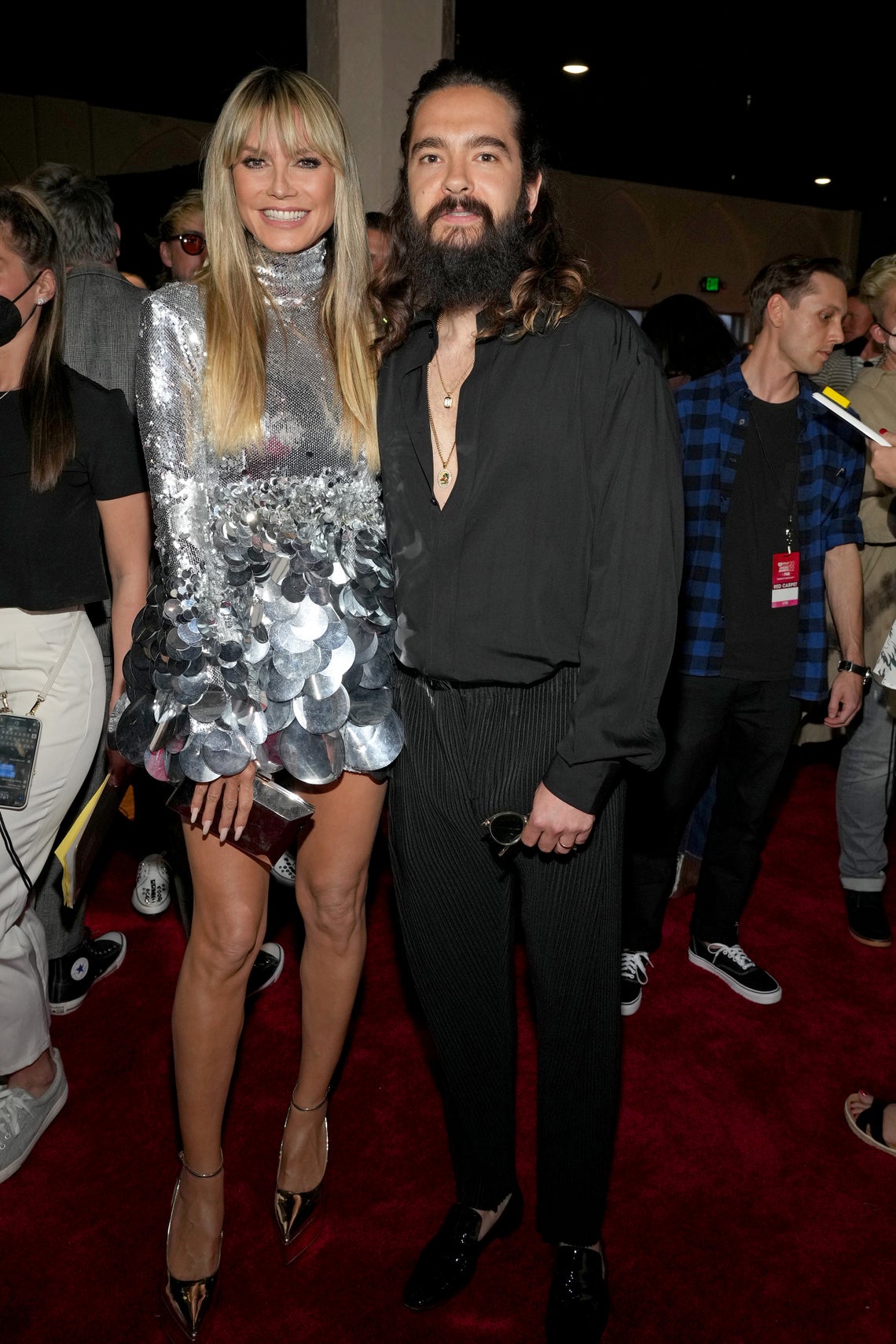 Heidi Klum and Tom Kaulitz attend the 2022 iHeartRadio Music Awards at The Shrine Auditorium in Los Angeles, California on March 22, 2022.