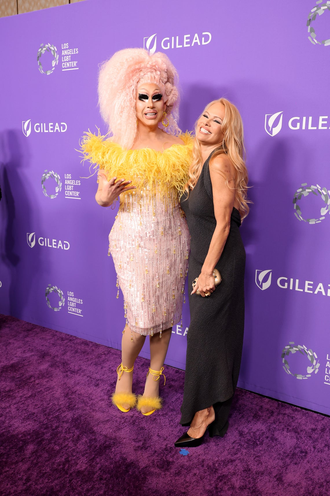 Trixie Mattel and Pamela Anderson attend The Los Angeles LGBT Center Gala at Fairmont Century Plaza on April 22, 2023 in Los Angeles, California.