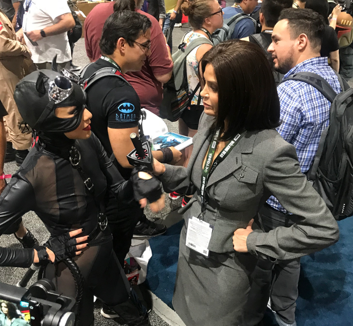 Teri Hatcher dressed as Lois Lane at Comic-Con during Comic Con in San Diego, July 20, 2018.
