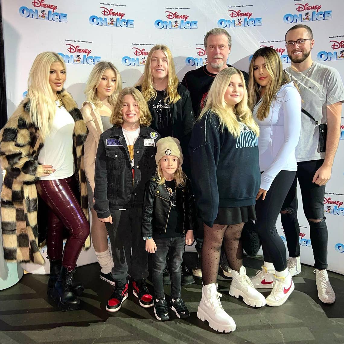 "Blended is Better… our complete beautiful inside and out blended family. And, what an amazing family tradition to all be together at. Been coming to #disneyonice since @thejackmonty was 7 years old. He’s 24 now. It’s a family holiday tradition we love. Look at all these amazing kiddos. Ages 24 to 5," Tori Spelling with Dean McDermott, their kids Stella, Finn, Liam, Beau and Hattie, Dean's son Jack and Jack's sister Lola.
