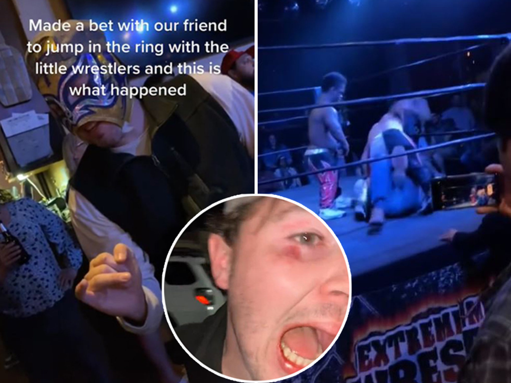 Fan Makes Bet To Jump In Ring With Little Wrestlers, Instantly Regrets It