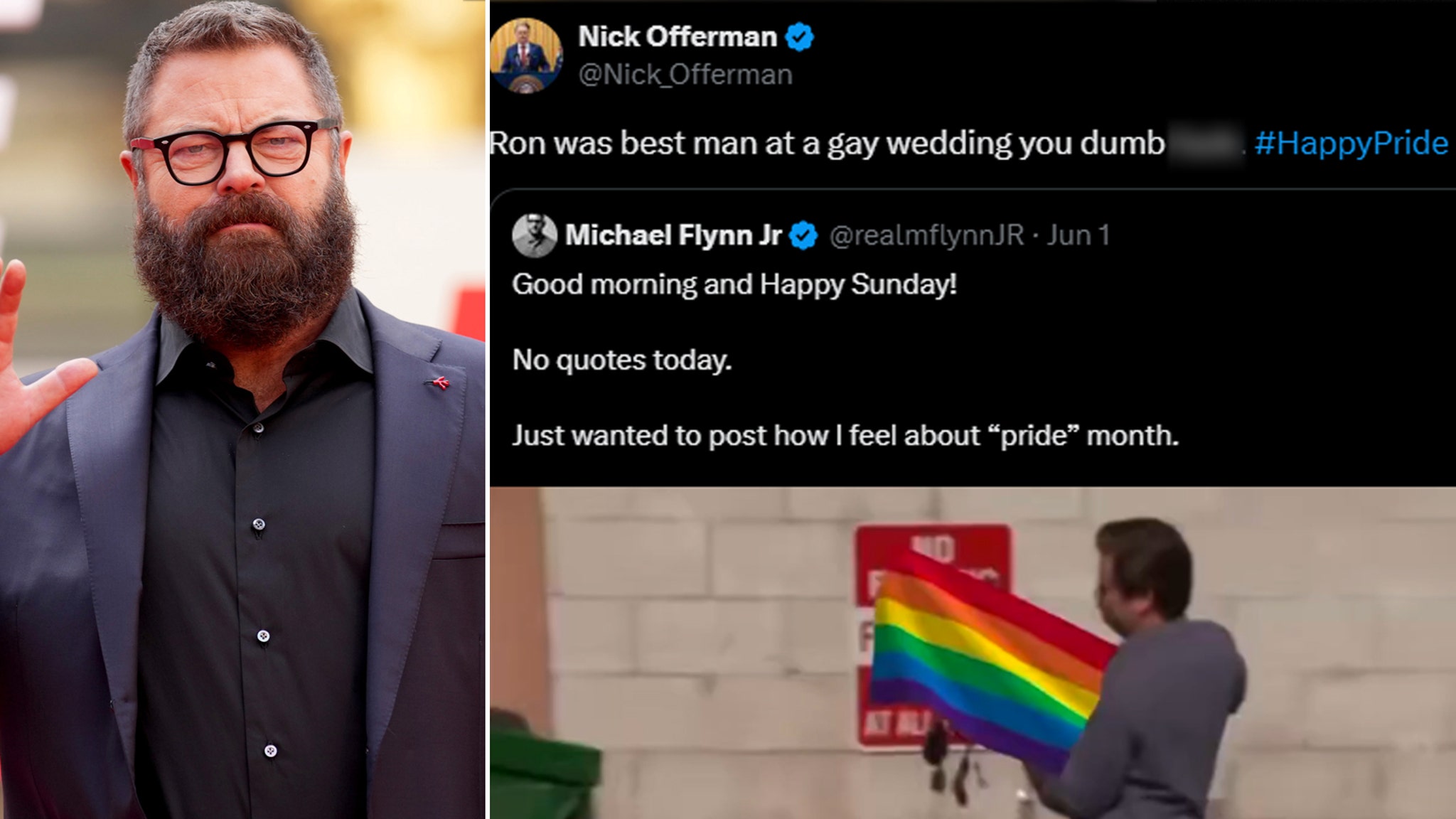 Nick Offerman Claps Back at Son of Trump's Former NSA Over Anti-Pride Post