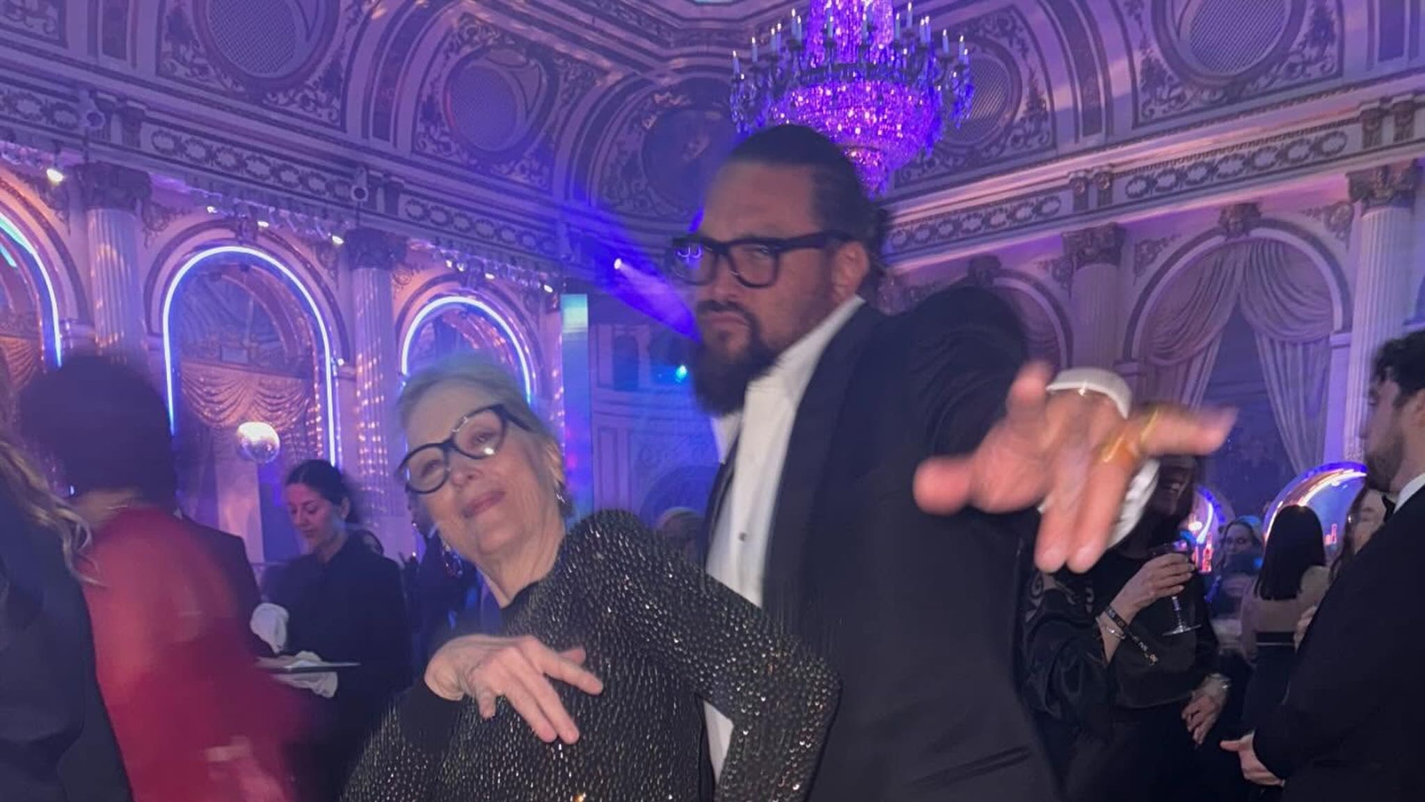 Jason Momoa Gets Down with Meryl Streep Inside SNL50 After-Party