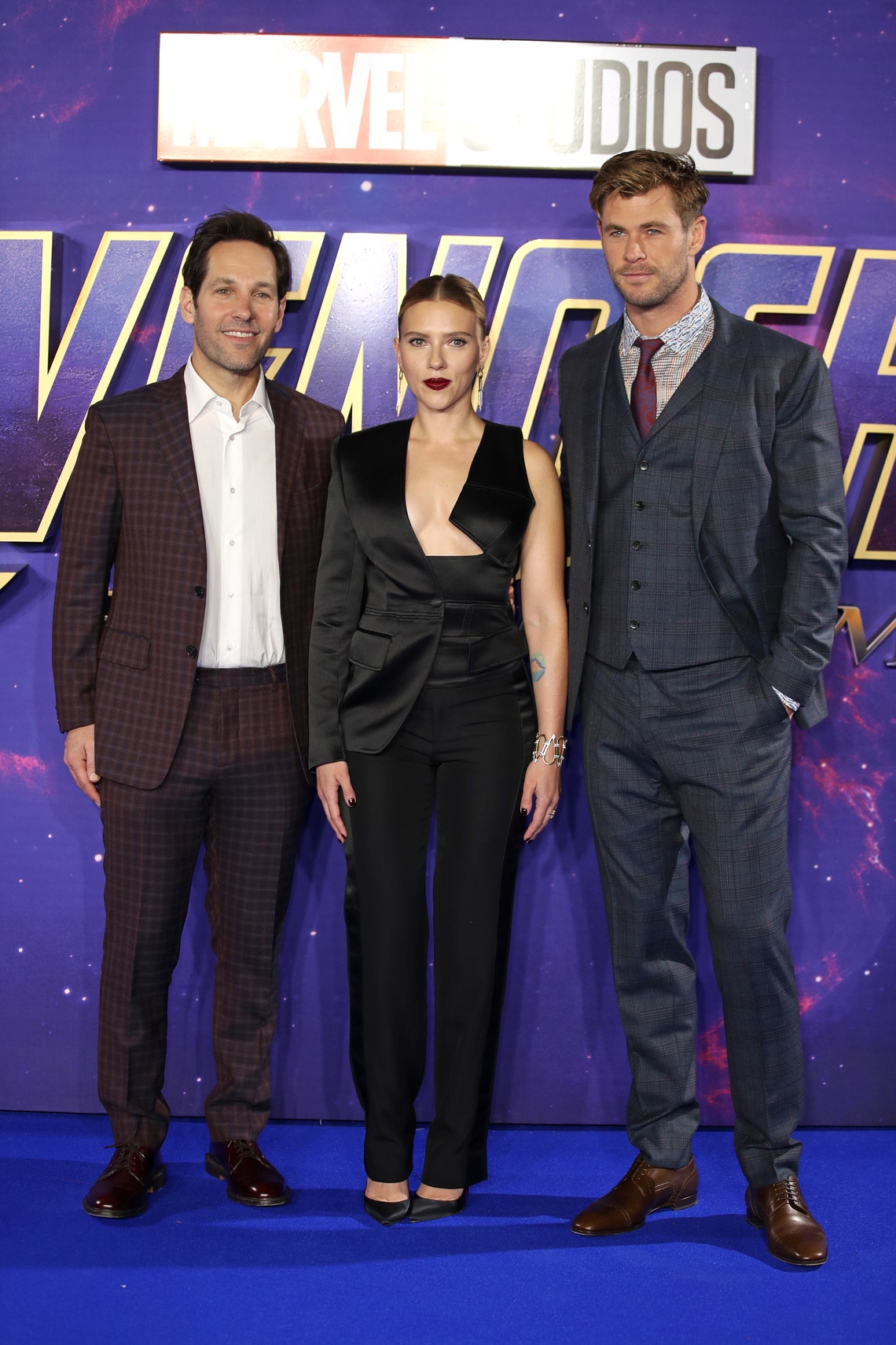 Avengers: Endgame cast members, Paul Rudd, from left, Scarlett