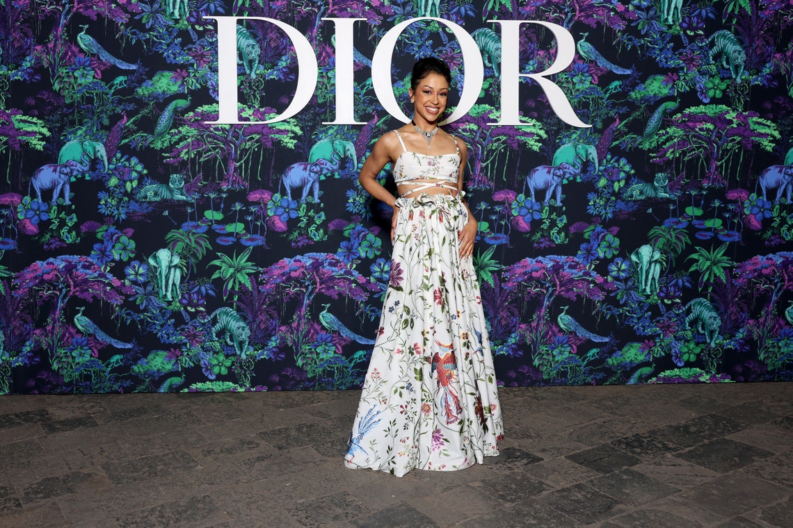 Liza Koshy attends the Christian Dior Womenswear Fall 2023 show at the Gateway of India monument on March 30, 2023 in Mumbai, India.
