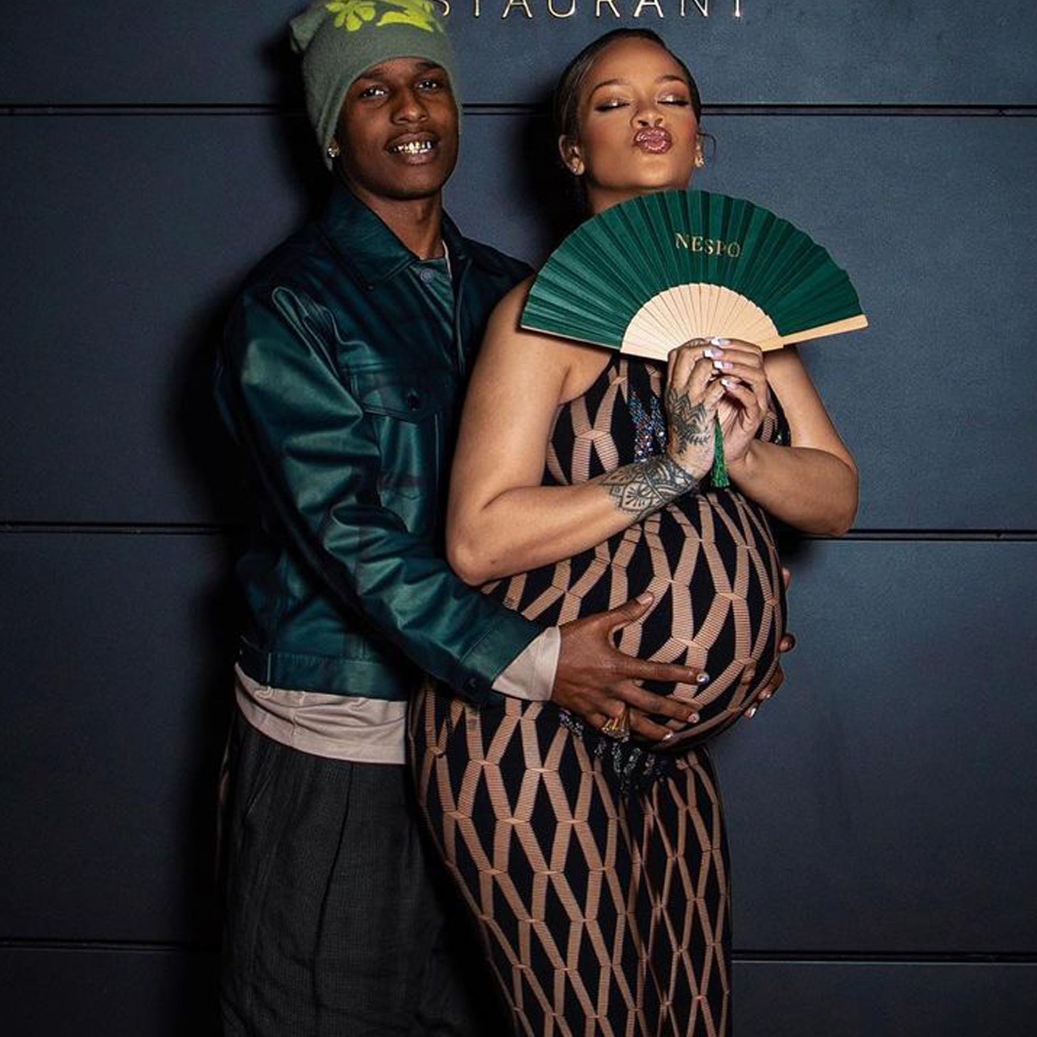 Rihanna Shows Off Baby Bump in Matching Denim Outfit With A$AP Rocky