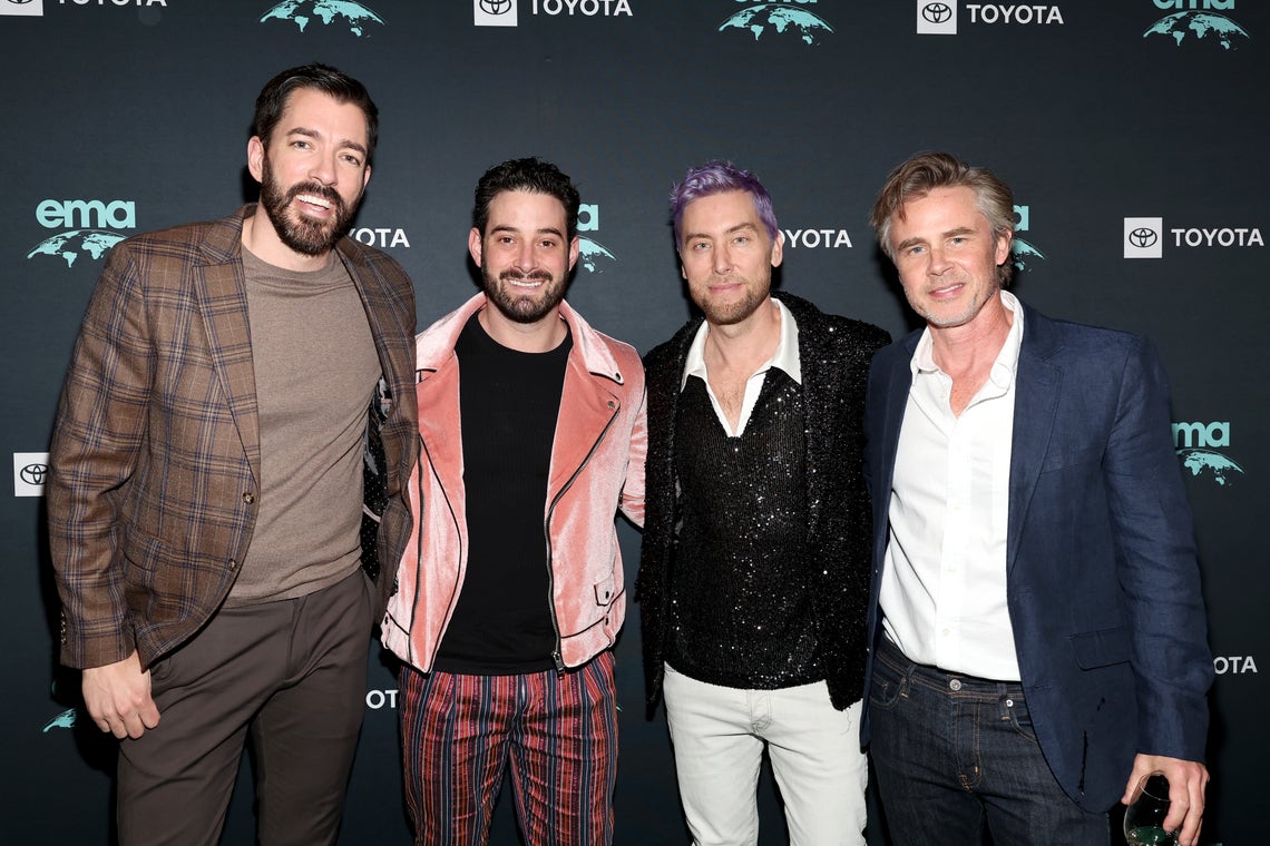 Drew Scott, Michael Turchin, Lance Bass, and Sam Trammell attend the Environmental Media Association IMPACT Summit VIP Dinner, Sponsored By Toyota at Pendry West Hollywood on March 14, 2023 in West Hollywood, California.