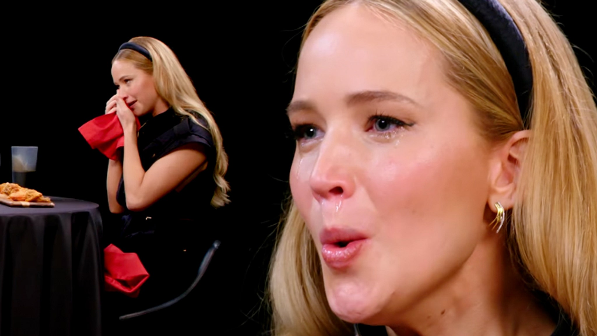 Watch: Jennifer Lawrence Tears Up Over Hot Wings