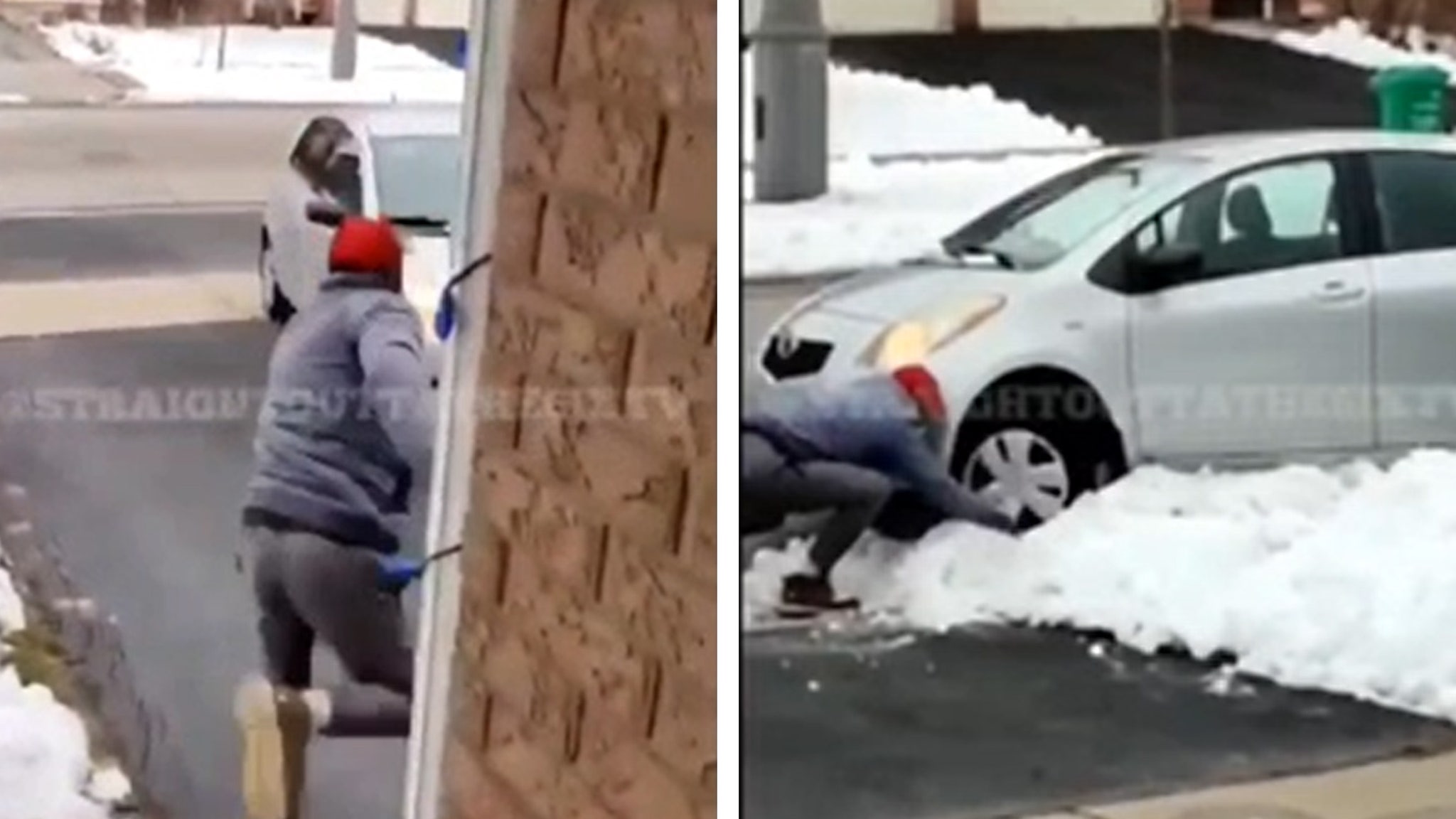 Watch the Porch Pirate panic after an escape the car gets stuck in the garage