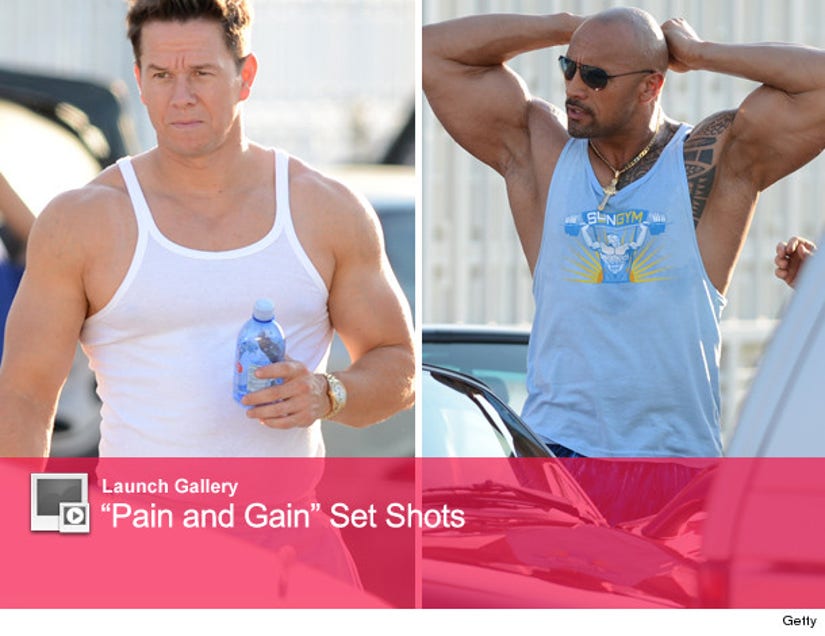 Mark Wahlberg & The Rock Show Buff Bods on Set!