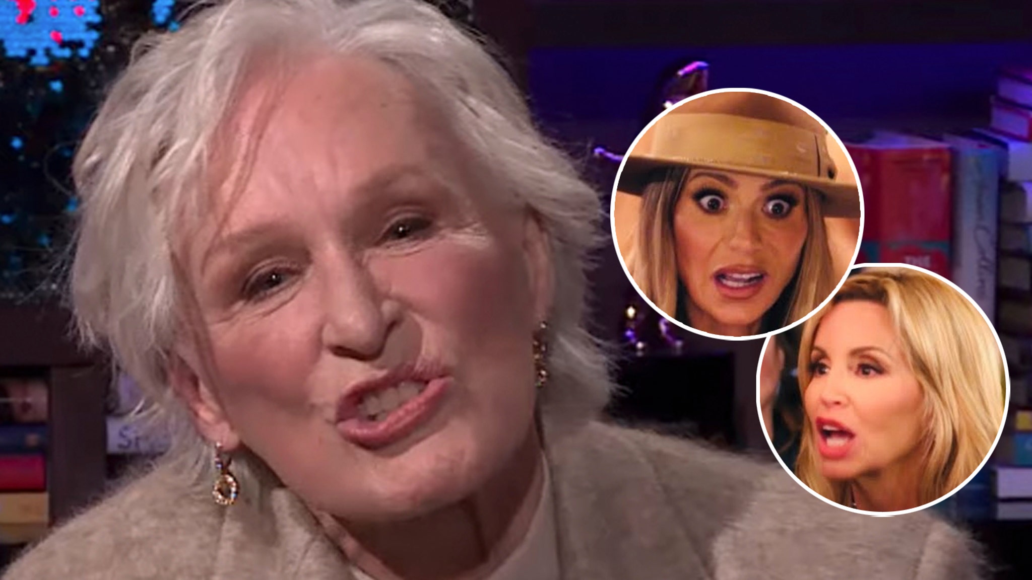 Glenn Close Reenacts Dorit Kemsley's Camille Grammer Takedown on WWHL