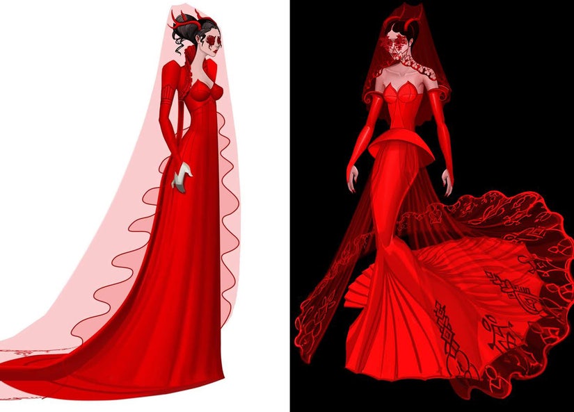 Kat Von D s Wedding Dress Designer Reveals How That Red Creation