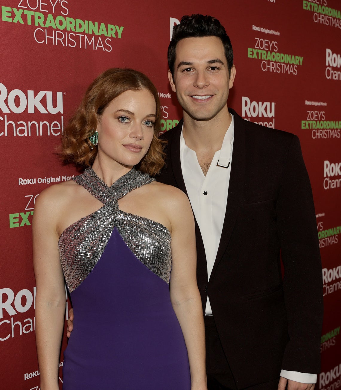 Jane Levy and Skylar Astin attend the screening of Roku Channel's "Zoey's Extraordinary Christmas" at Alamo Drafthouse Cinema Downtown Los Angeles on November 30, 2021 in Los Angeles, California.