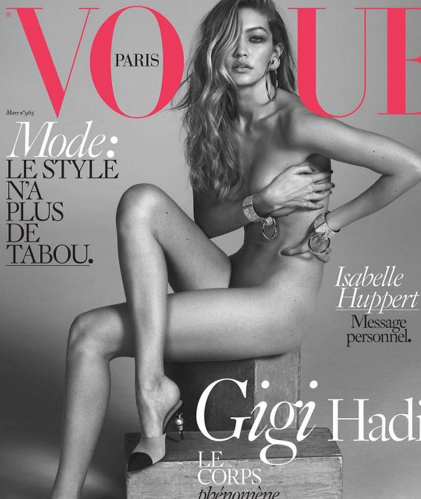 Gigi Hadid Goes Completely Naked for Her First Vogue Paris Cover -- And Her Moms pic