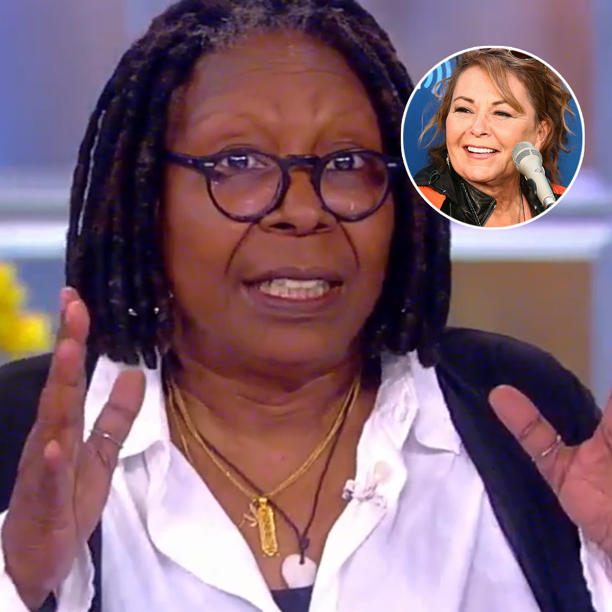 Whoopi Goldberg Calls Out Roseanne on 'The View' for Dragging Her Into  Cancelation Controversy