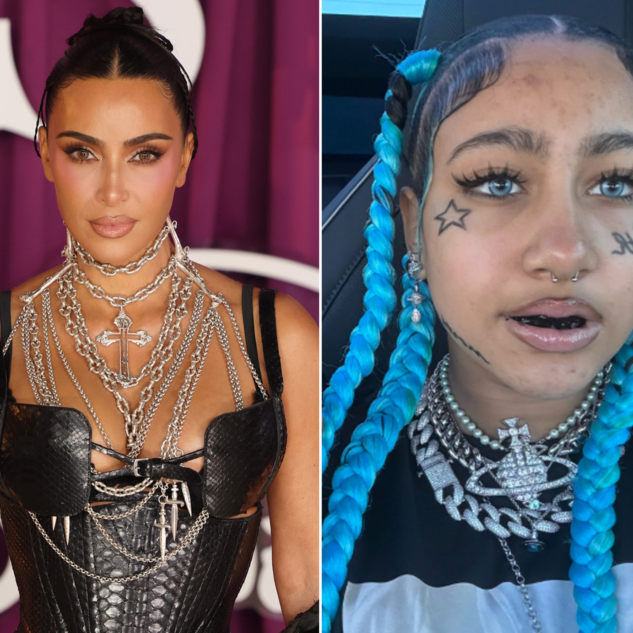 Kim Kardashian Defends Daughter North West's Fake Tattoos \u0026 Piercing After  Backlash, image size:2048x2048