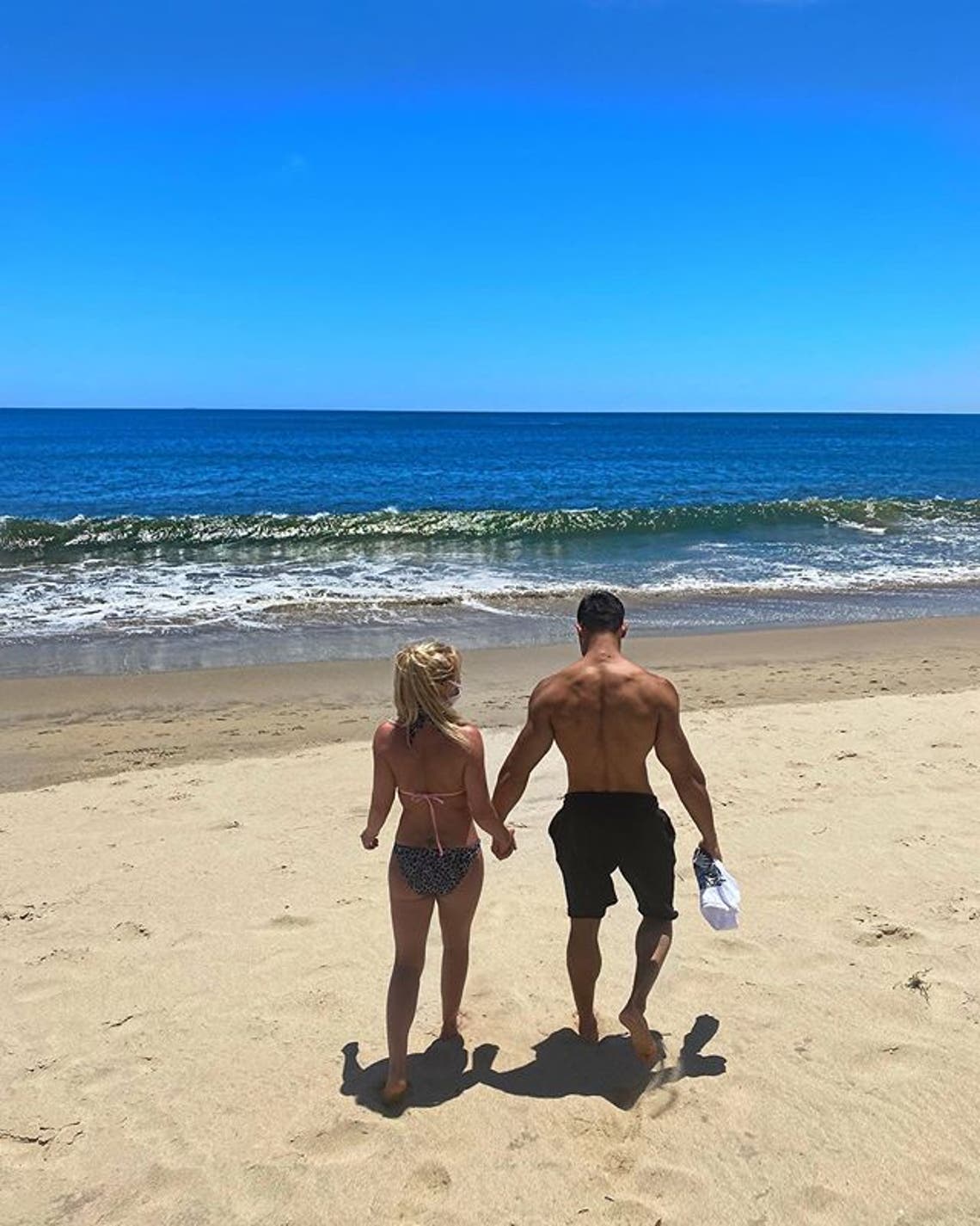 Britney Spears and Sam Asghari Enjoy a Socially Distant Beach Date