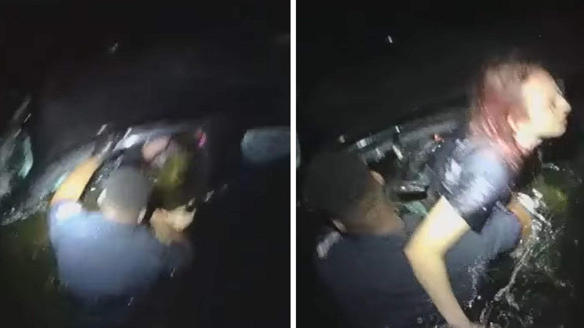 Dramatic Body Camera Footage Shows Police Rescue Woman From Sinking Car After Driving Into Canal