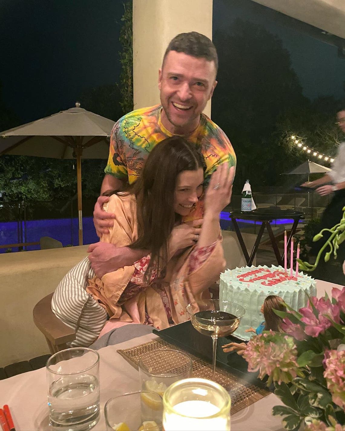 "Celebrating my birthday in style... and by that I mean, in pajamas. I made Justin PROMISE not to sing Happy Birthday to me, so he improvised. Sorry you can’t hear it, but I’m still laughing 😂. Thank you, you wonderful human, for really listening to me, and for throwing my kinda party. And thank YOU ALL for the birthday wishes. Feeling the love." Jessica Biel