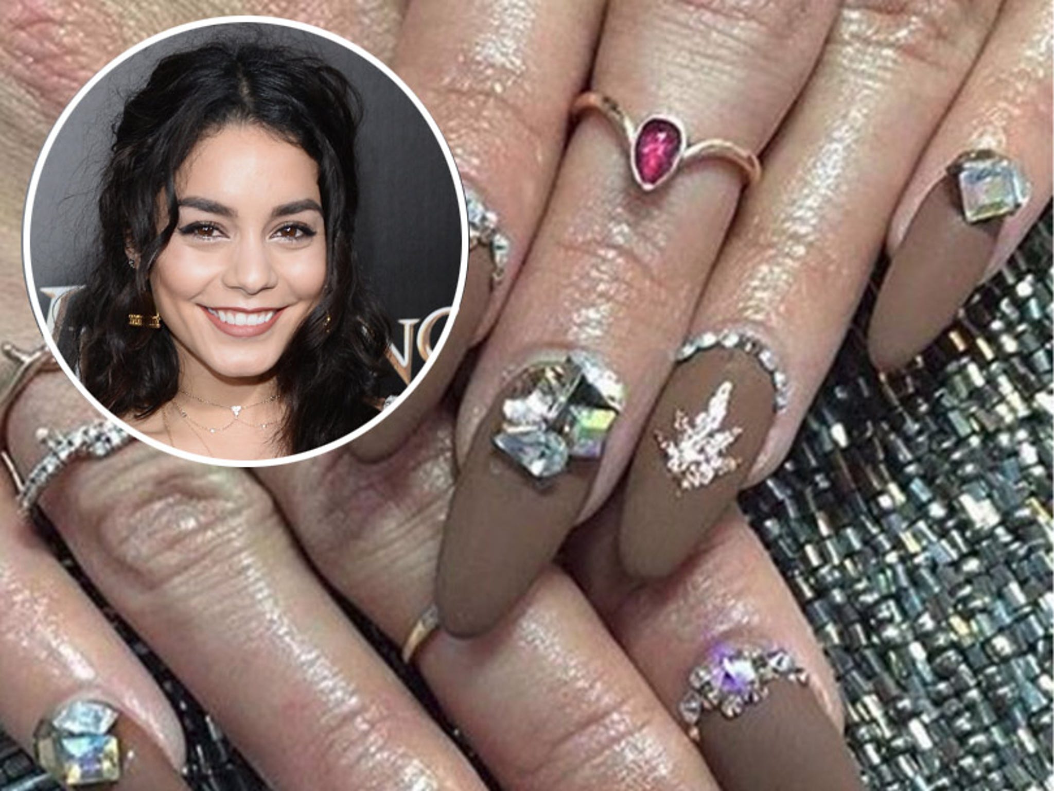 Vanessa Hudgens gets incredible Swarovski crystal manicure in run