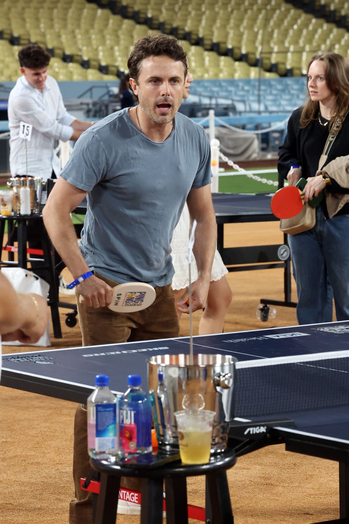 Casey Affleck with FIJI Water and JUSTIN Vineyards and Winery at Ping Pong 4 Purpose 2023 at Dodger Stadium on July 27, 2023 in Los Angeles, California.