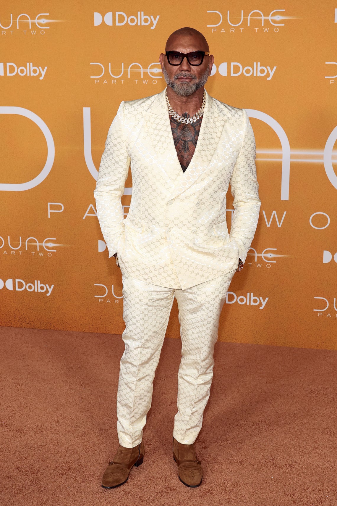 Dave Bautista attends the "Dune: Part Two" premiere at Lincoln Center on February 25, 2024 in New York City.