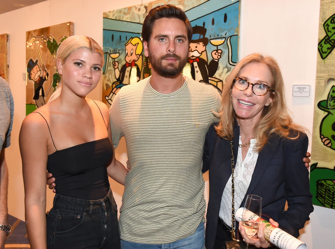 Sofia Richie, Scott Disick and Alexandra Andon attend Haute Living's VIP Pop-Up Opening Of Alec Monopoly From Art Life And David Yarrow From Maddox Gallery at Fleur De Lis Ballroom, Fontainebleau Miami Beach on December 7, 2017 in Miami Beach, Florida.