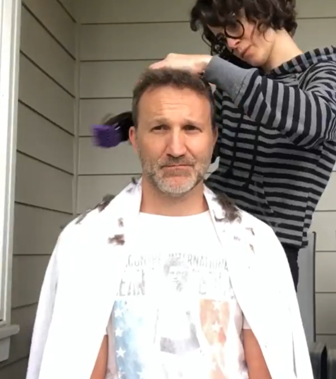 "QuaranCuts by @ohmygodfrey NOW OPEN! I’m not just the co-owner, I’m also a member. #QuaranCuts #HighAndTight" Breckin Meyer
