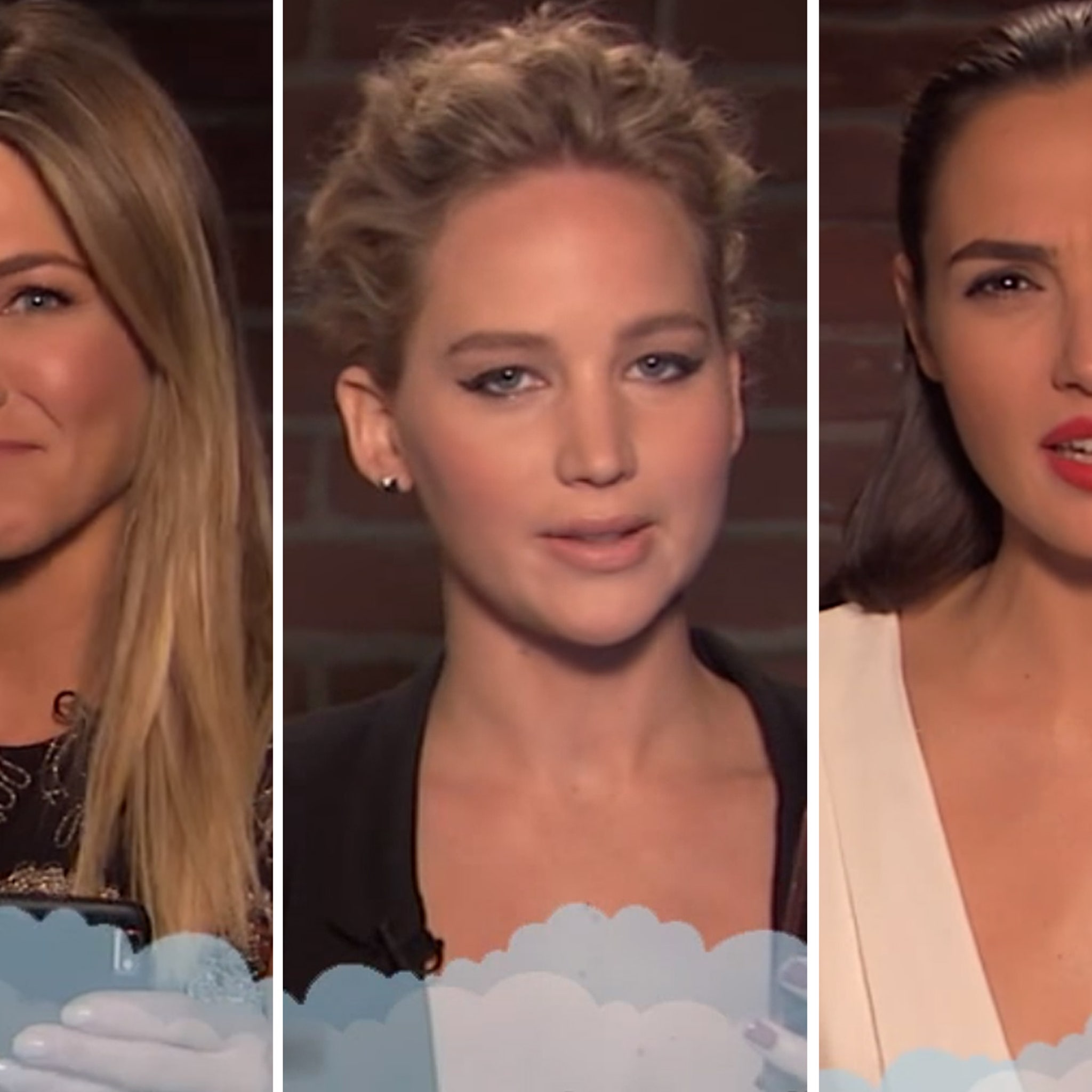 Jennifer Aniston Jennifer Lawrence Gal Gadot Among A Listers Reading Mean Tweets For Kimmel