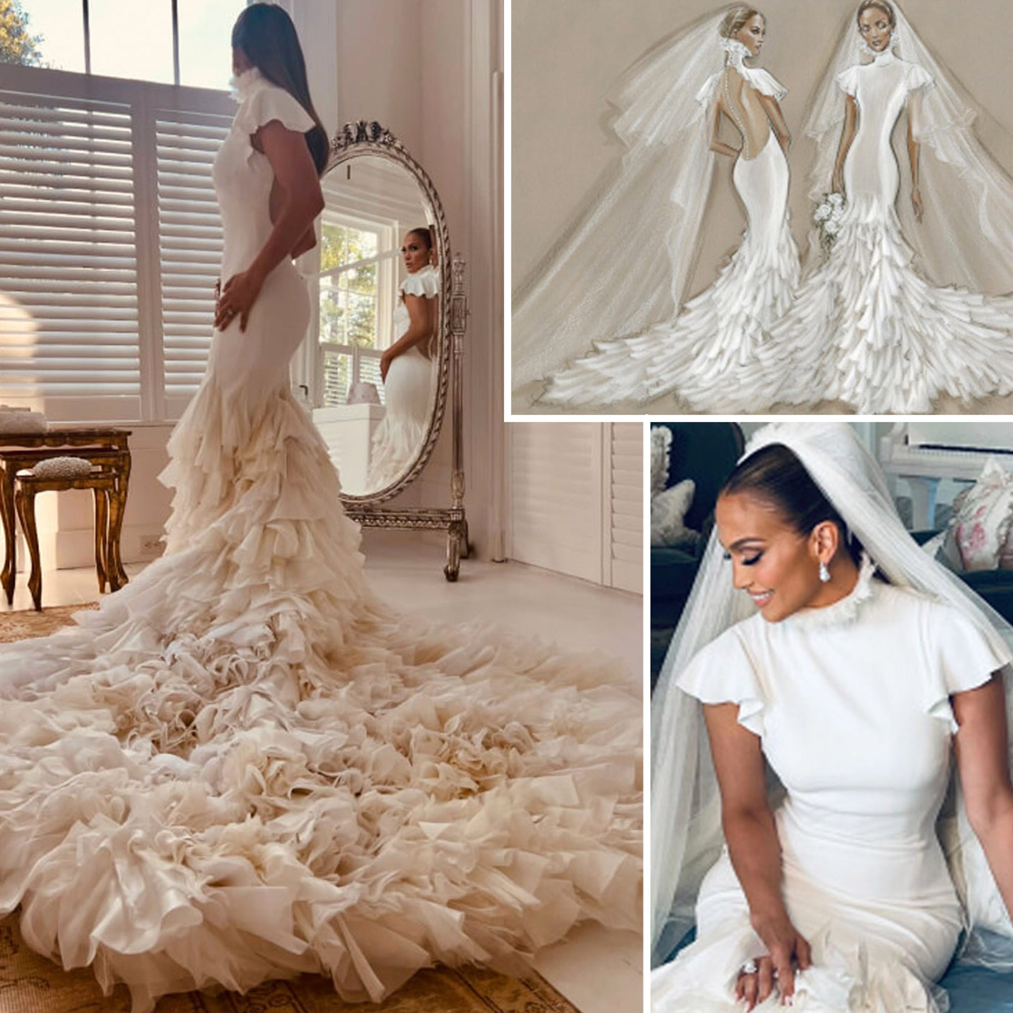 Jennifer Lopez shares never-before-seen wedding dress pictures