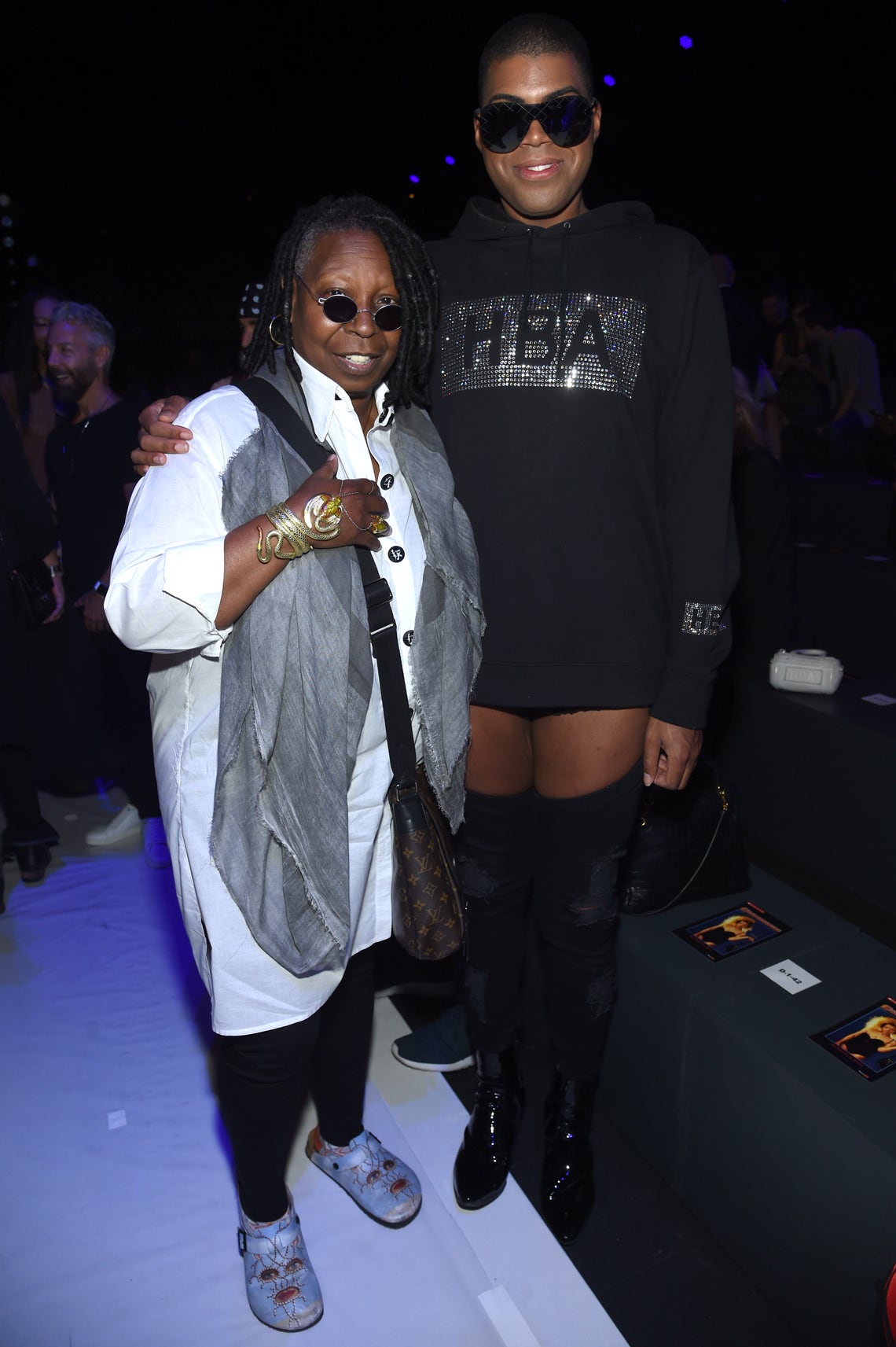 Whoopi Goldberg and EJ Johnson attend the Hood By Air fashion show during New York Fashion Week: The Shows at The Arc, Skylight at Moynihan Station in New York City (September 11, 2016).