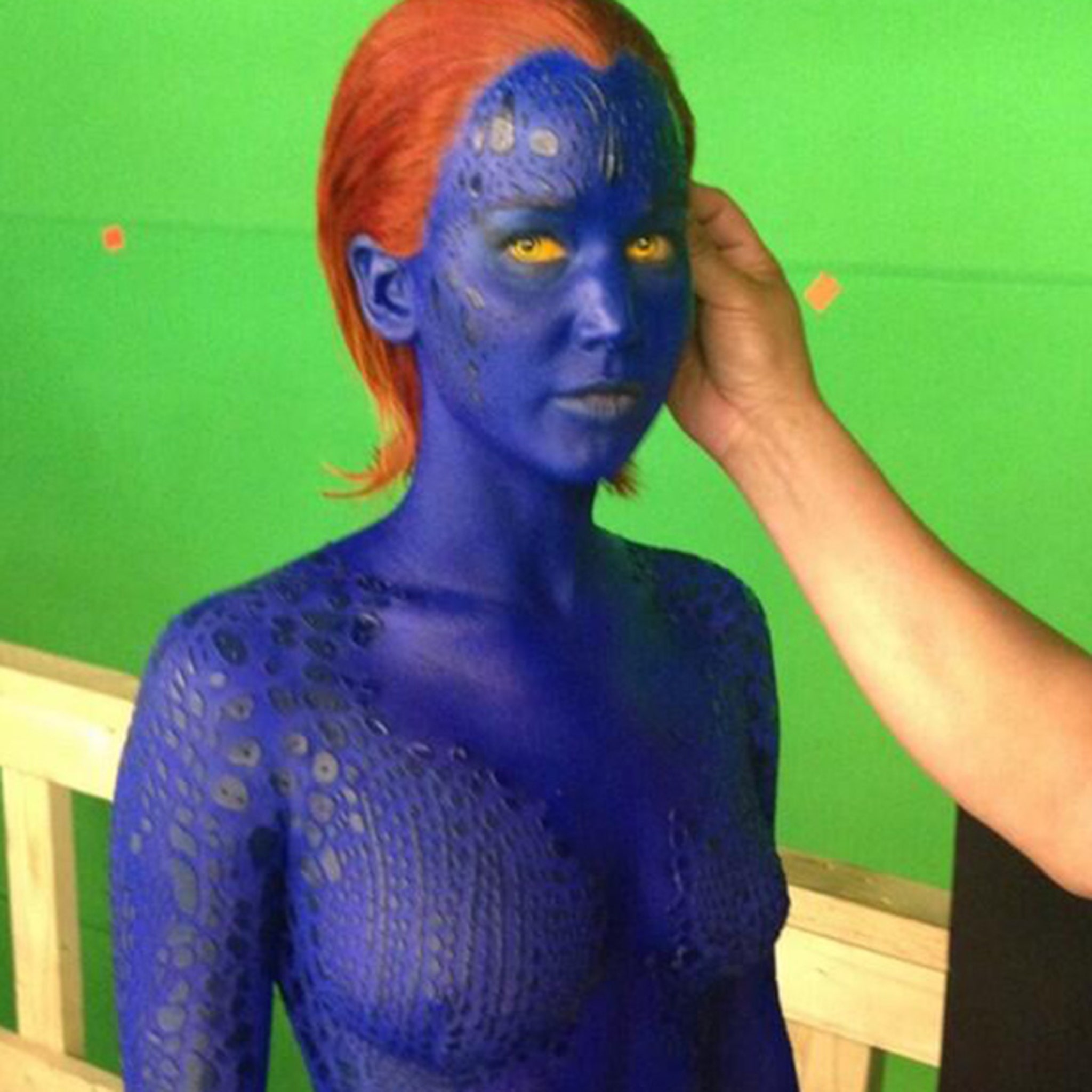 Jennifer Lawrence Naked & Blue on Set of 