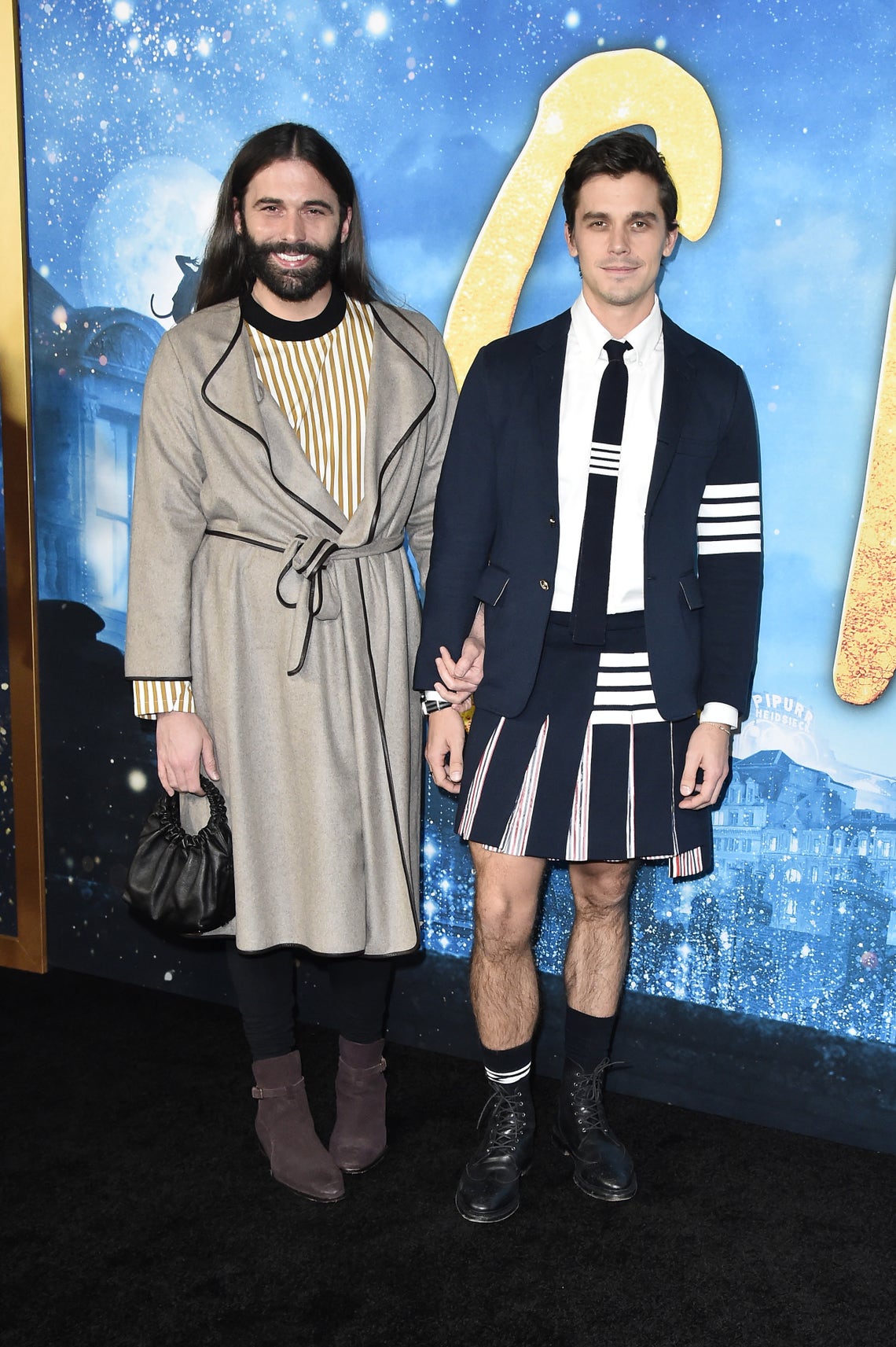 Jonathan Van Ness and Antoni Porowski attend the world premiere of "Cats" at Alice Tully Hall, Lincoln Center on December 16, 2019 in New York City.