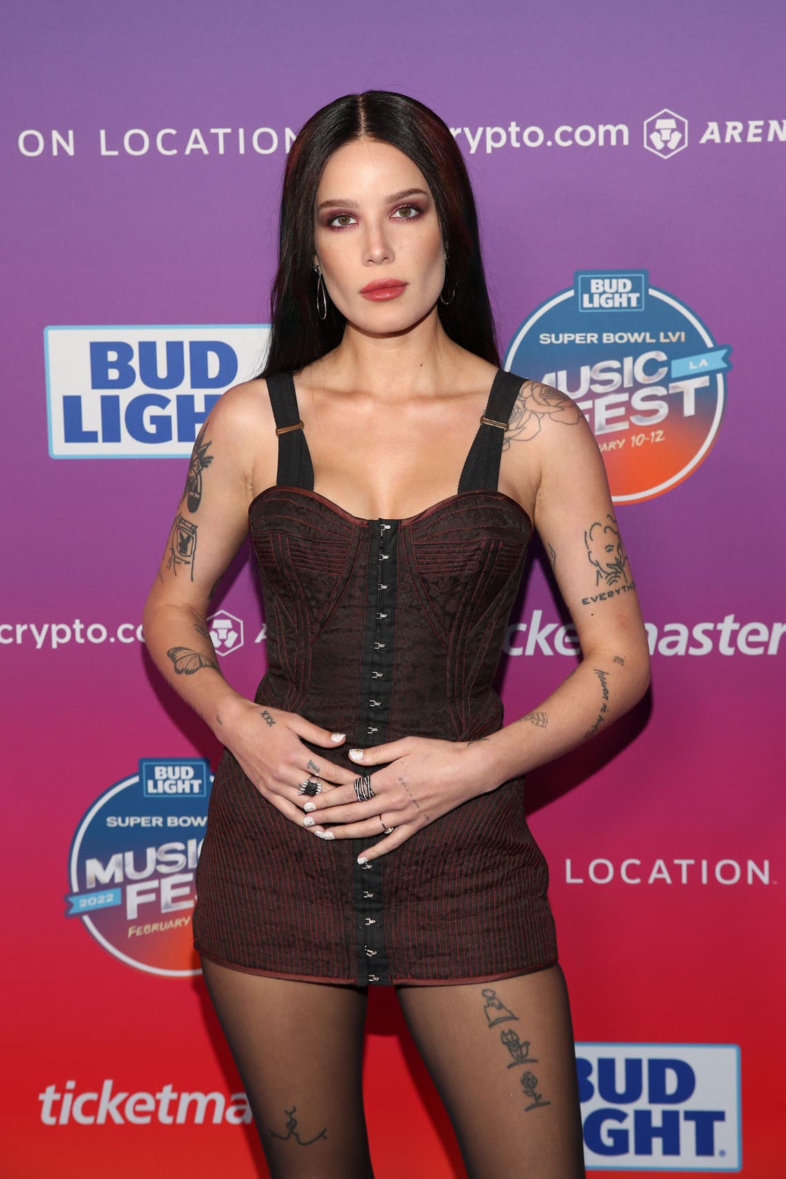 Halsey attends the 2022 Bud Light Super Bowl Music Fest at Crypto.com Arena  in Los