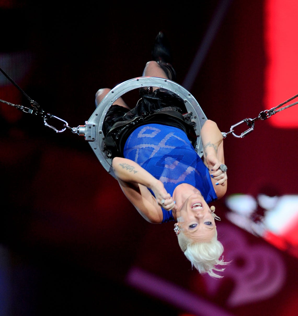 Pink performs onstage during the 2012 iHeartRadio Music Festival at the MGM Grand Garden Arena in Las Vegas, Nevada (September 22, 2012).