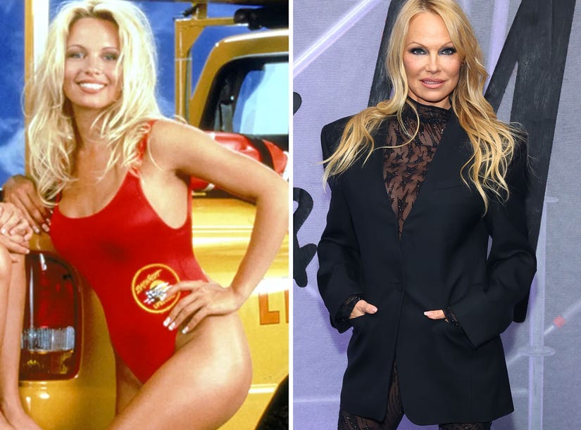 See Pamela Anderson Slip Back Into Iconic Red Baywatch Swimsuit for
Frankies Bikini Collaboration