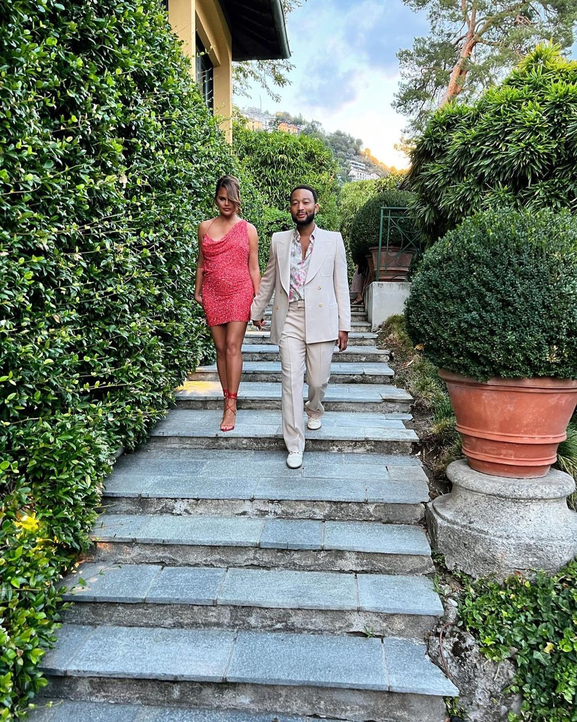 Teigen posts photos from her trip to Italy with daughter Luna and son Miles.