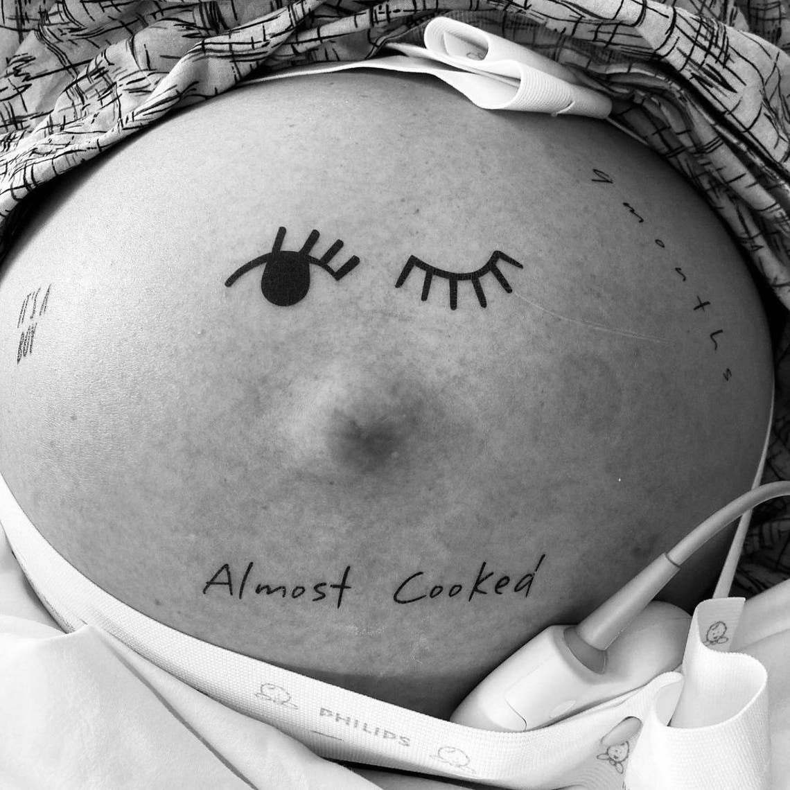 "Well this is how my kids sent me to the hospital. My belly was a big hit. “It is said that women leave their bodies in labor… they travel to the stars to collect the souls of their babies, and return to this world together.” It was my greatest honor to go and collect you Aidan James. Now back to snuggles and resting. 👶🏻🧡" Jennifer Love Hewitt