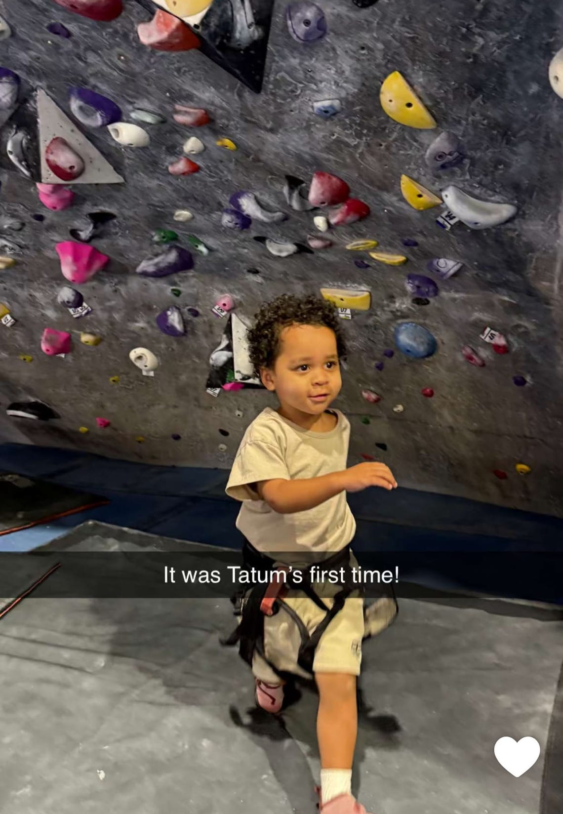 Khloé Kardashian took her two kids, True and Tatum, who she shares with Tristan Thompson, on a rock climbing outing. At only 2 years old, this was Tatum's very first time. However, True, who is very adventurous, according to her mom, helped guide her brother while making it to impressive heights herself. The Kardashian sister documented it all for Snapchat.