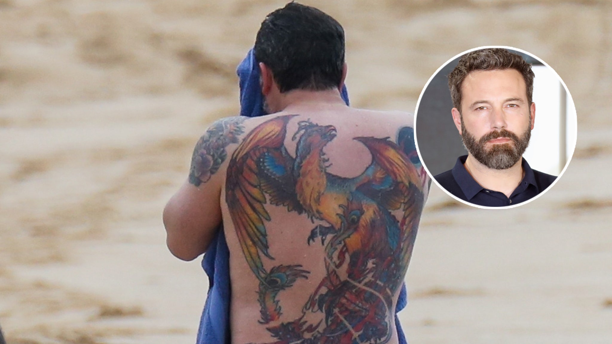 Ben Affleck S Massive Very Real Phoenix Back Tattoo Gets Torched