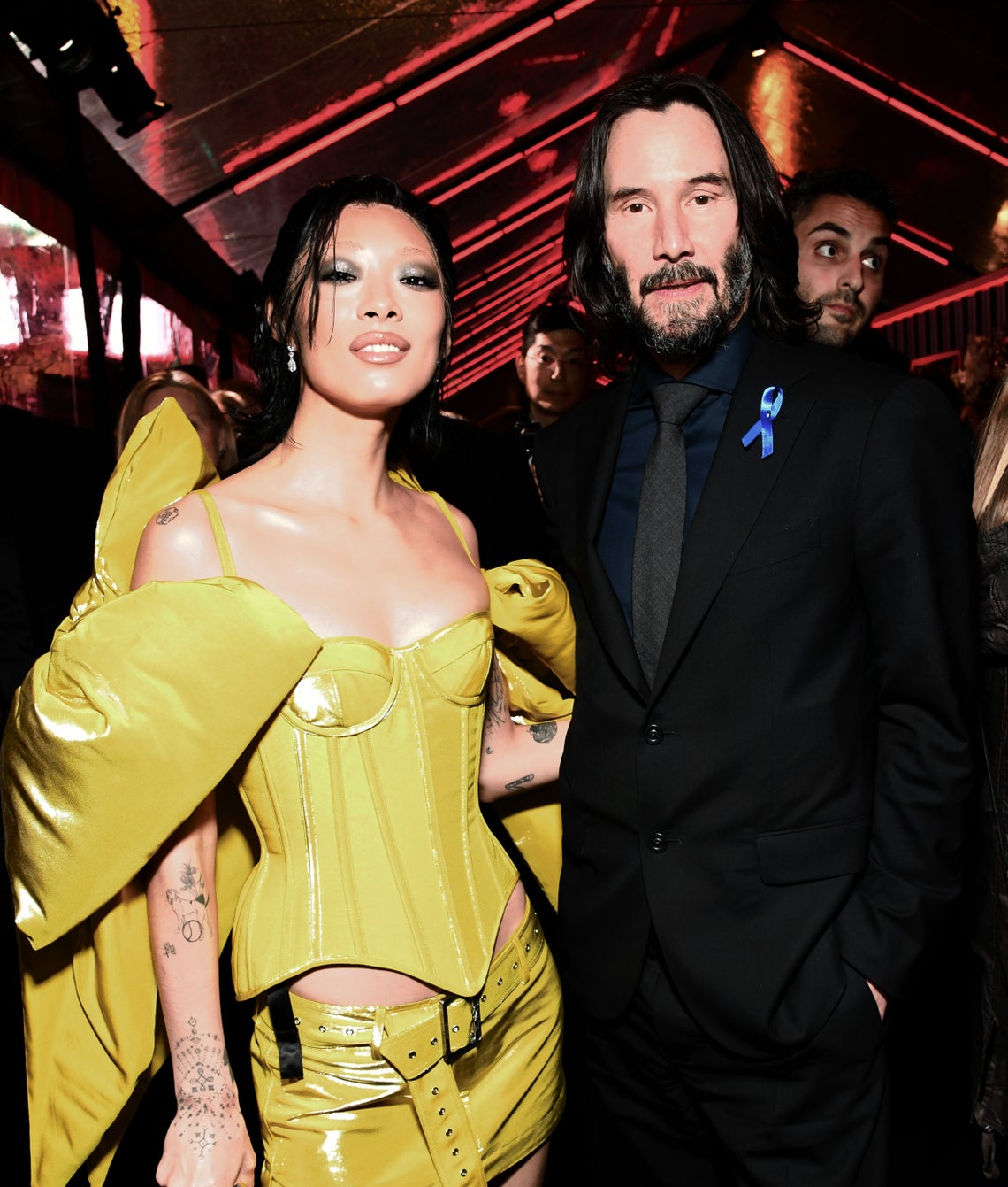 Rina Sawayama and Keanu Reeves attend “John Wick: Chapter 4” Los Angeles Premiere at TCL Chinese Theatre on March 20, 2023 in Hollywood, California.