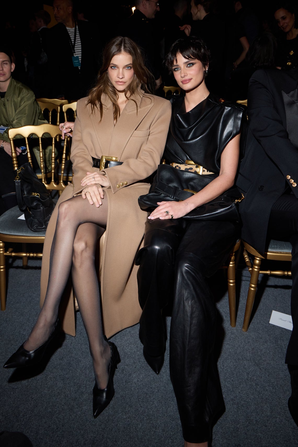 Barbara Palvin and Taylor Hill attend the Balmain Womenswear Fall/Winter 2025-2026 show as part of Paris Fashion Week at Grande Halle de La Villette on March 5, 2025 in Paris, France.